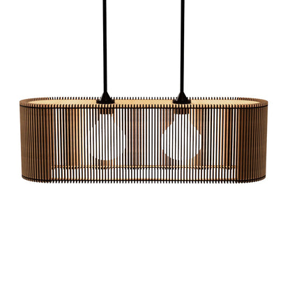 Luminária pendente ripada Veneza, Cor: MDF cru. Foto 1 do produto.