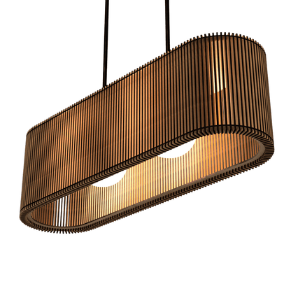 Luminária pendente ripada Veneza, Cor: MDF cru. Foto 2 do produto.
