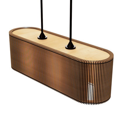 Luminária pendente ripada Veneza, Cor: MDF cru. Foto 3 do produto.