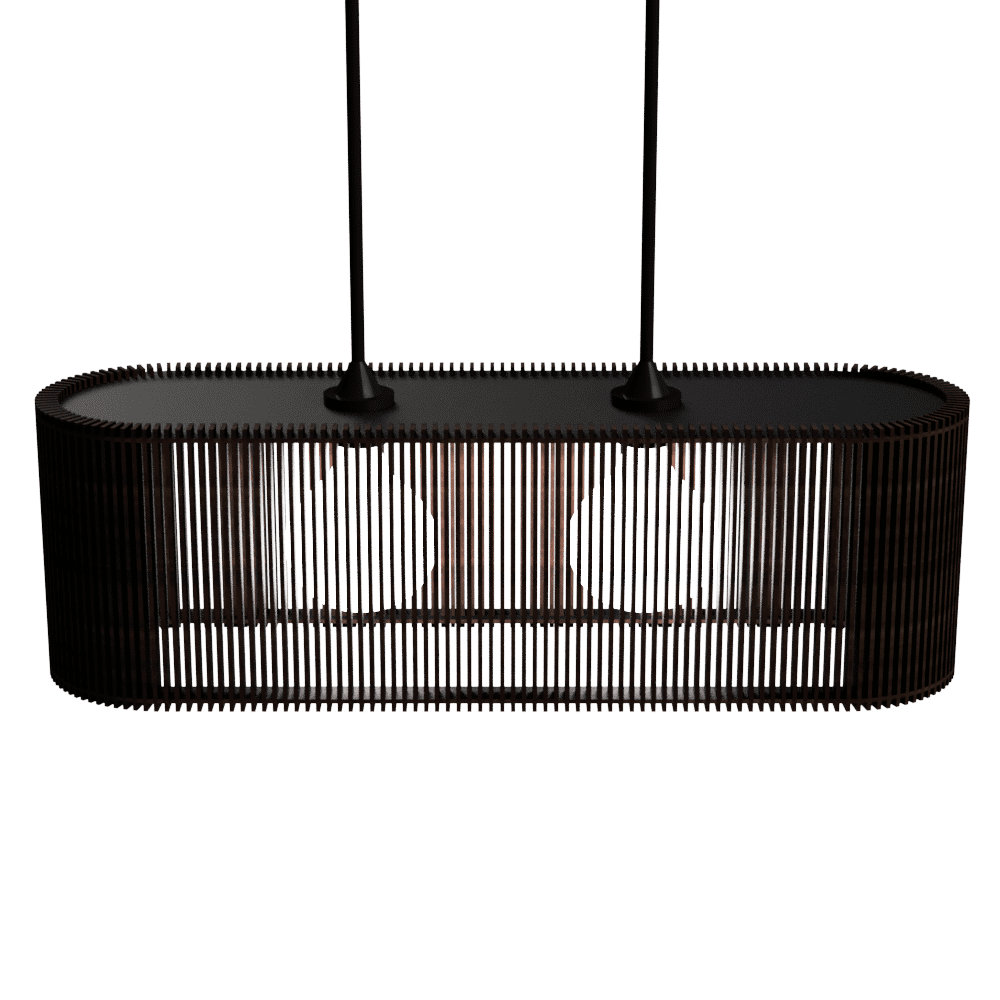 Luminária pendente ripada Veneza, Cor: Preto. Foto 1 do produto.
