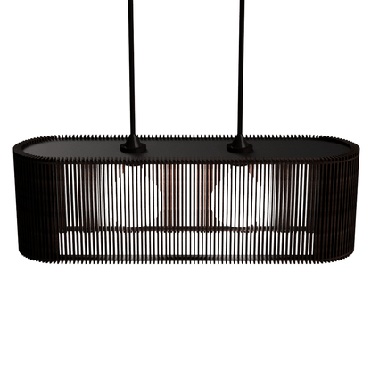 Luminária pendente ripada Veneza, Cor: Preto. Foto 1 do produto.