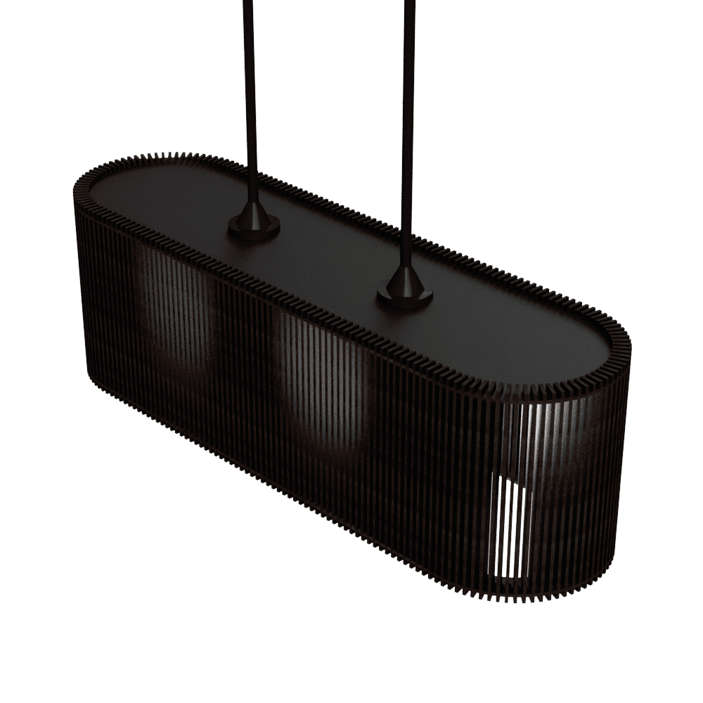 Luminária pendente ripada Veneza, Cor: Preto. Foto 2 do produto.