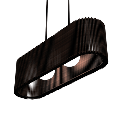 Luminária pendente ripada Veneza, Cor: Preto. Foto 3 do produto.