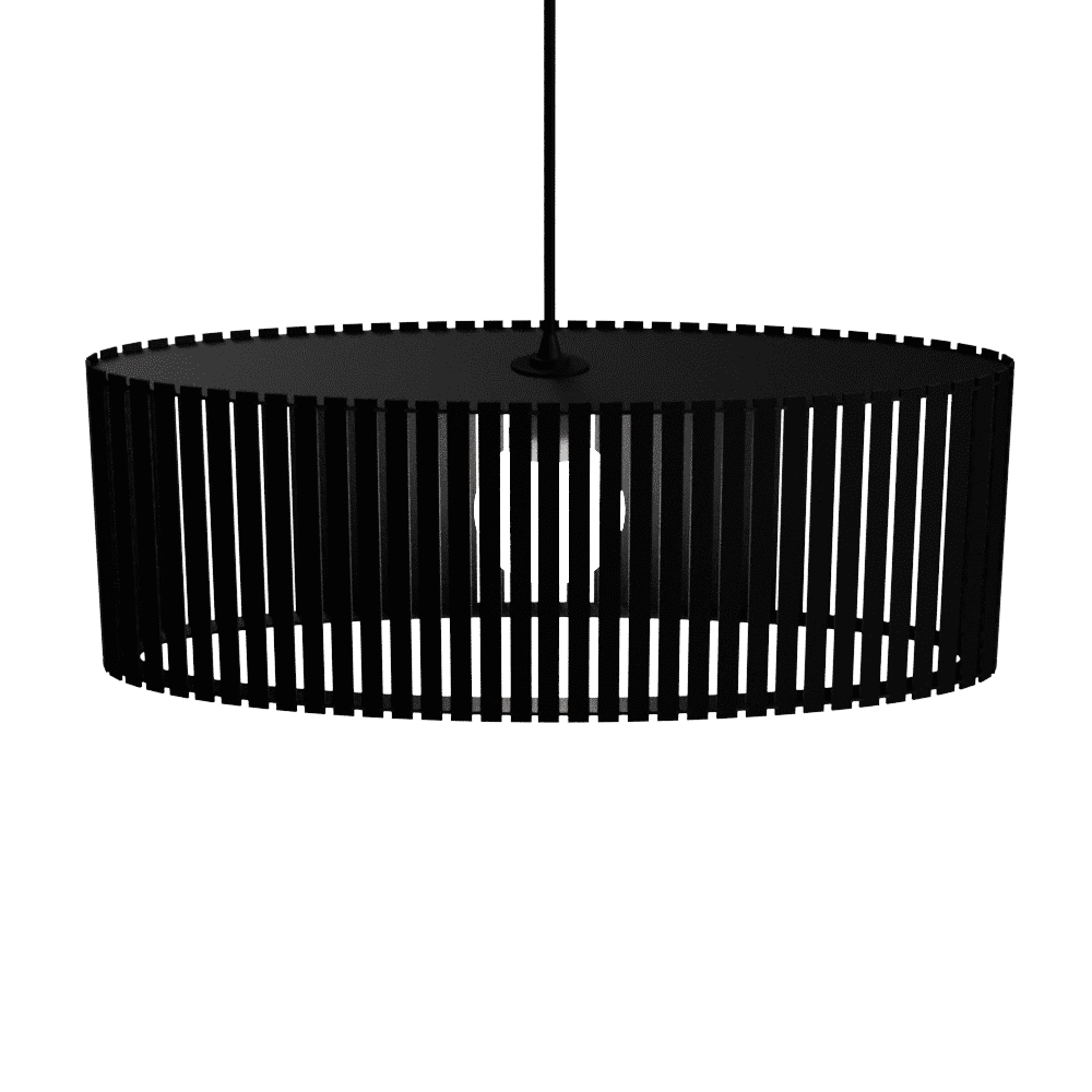 Luminária pendente ripada Zepelim, Cor: Preto. Foto 1 do produto.