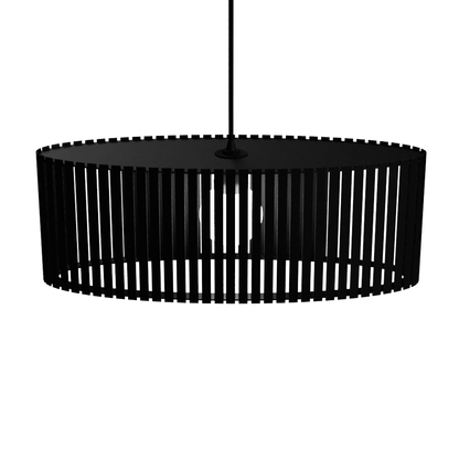 Luminária pendente ripada Zepelim, Cor: Preto. Foto 1 do produto.