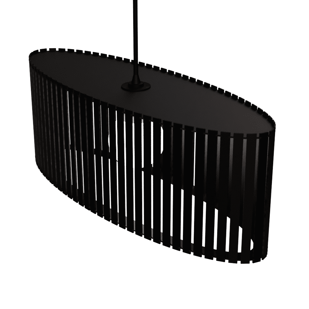 Luminária pendente ripada Zepelim, Cor: Preto. Foto 2 do produto.