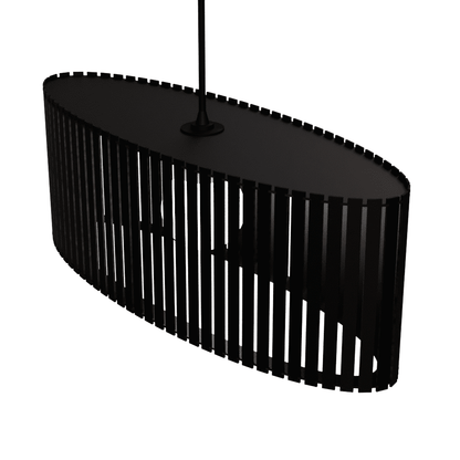 Luminária pendente ripada Zepelim, Cor: Preto. Foto 2 do produto.