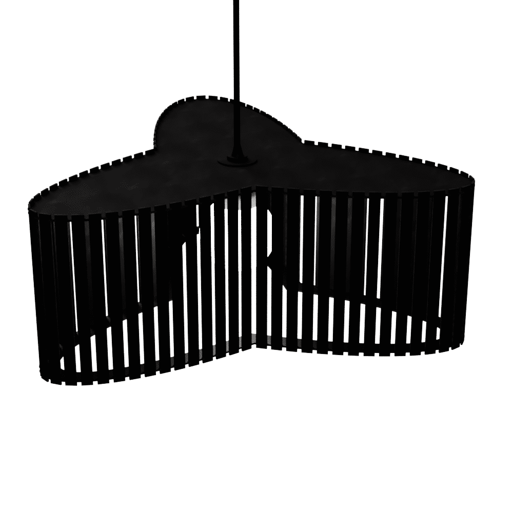 Luminária pendente ripada Trevo, Cor: Preto. Foto 1 do produto.