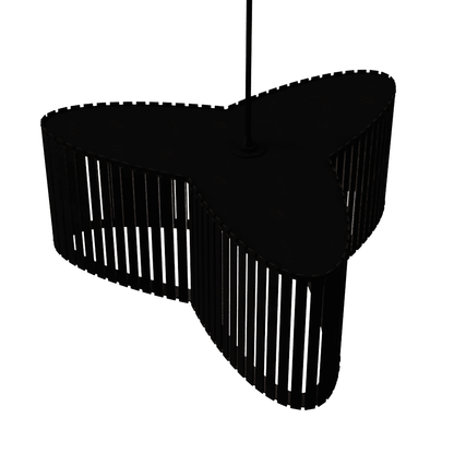 Luminária pendente ripada Trevo, Cor: Preto. Foto 3 do produto.