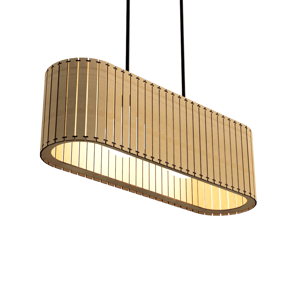 Luminária pendente ripada Belvedere, Cor: MDF cru. Foto 1 do produto.