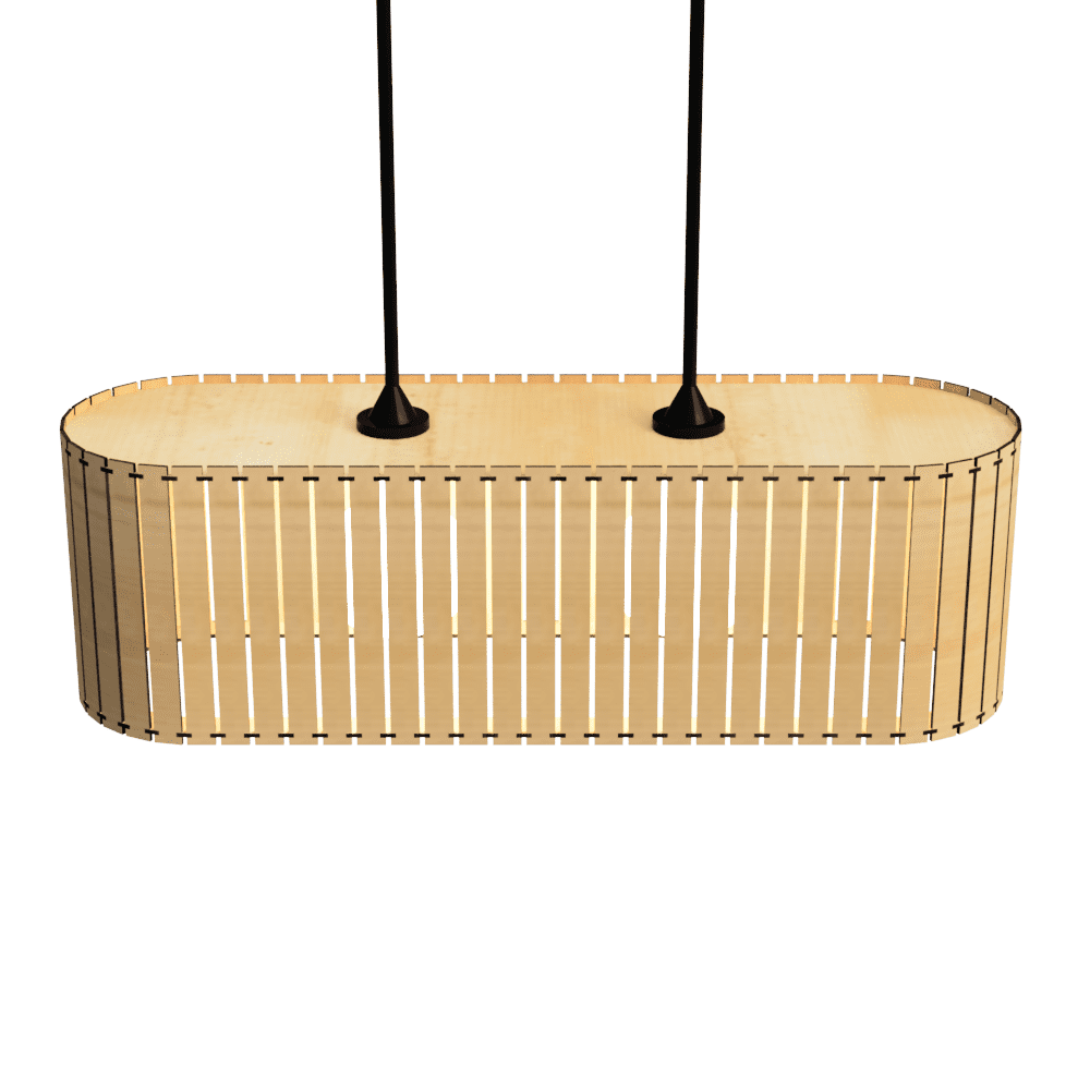 Luminária pendente ripada Belvedere, Cor: MDF cru. Foto 2 do produto.