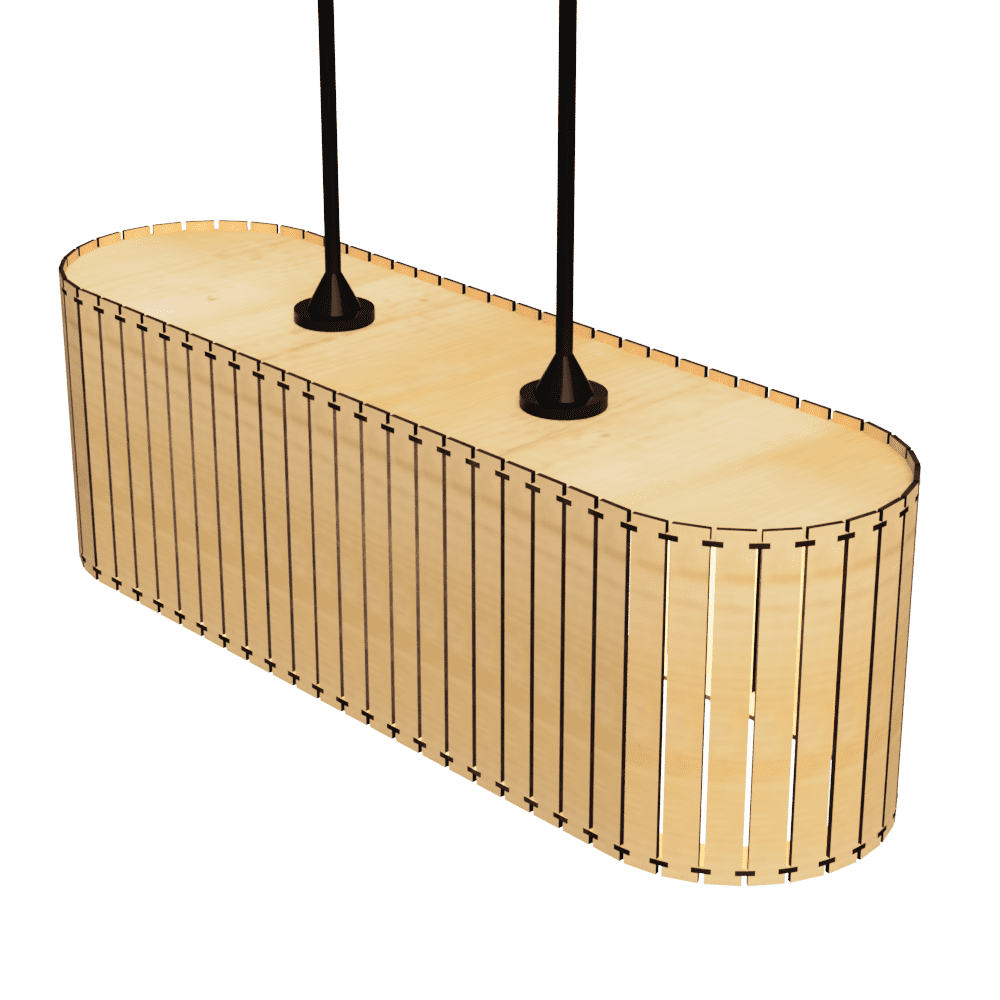 Luminária pendente ripada Belvedere, Cor: MDF cru. Foto 3 do produto.