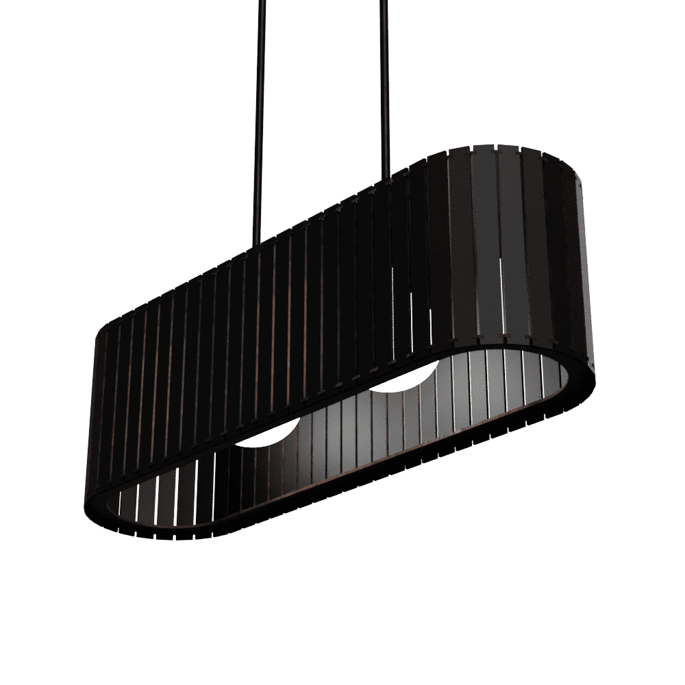 Luminária pendente ripada Belvedere, Cor: Preto. Foto 1 do produto.