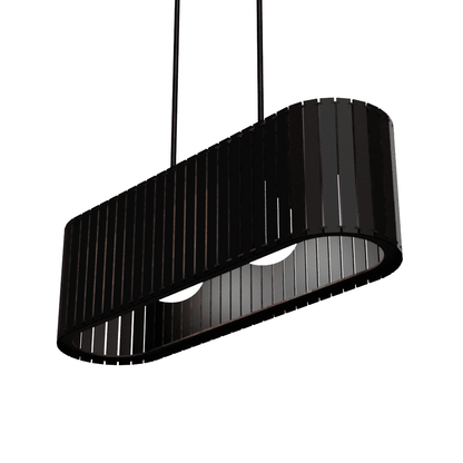 Luminária pendente ripada Belvedere, Cor: Preto. Foto 1 do produto.