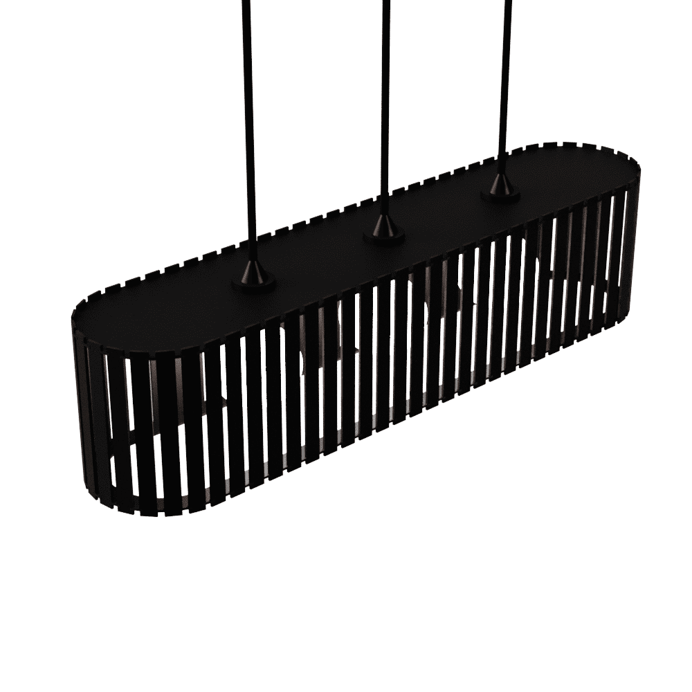 Luminária pendente ripada Via Láctea, Cor: Preto. Foto 1 do produto.