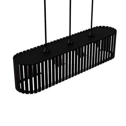 Luminária pendente ripada Via Láctea, Cor: Preto. Foto 1 do produto.