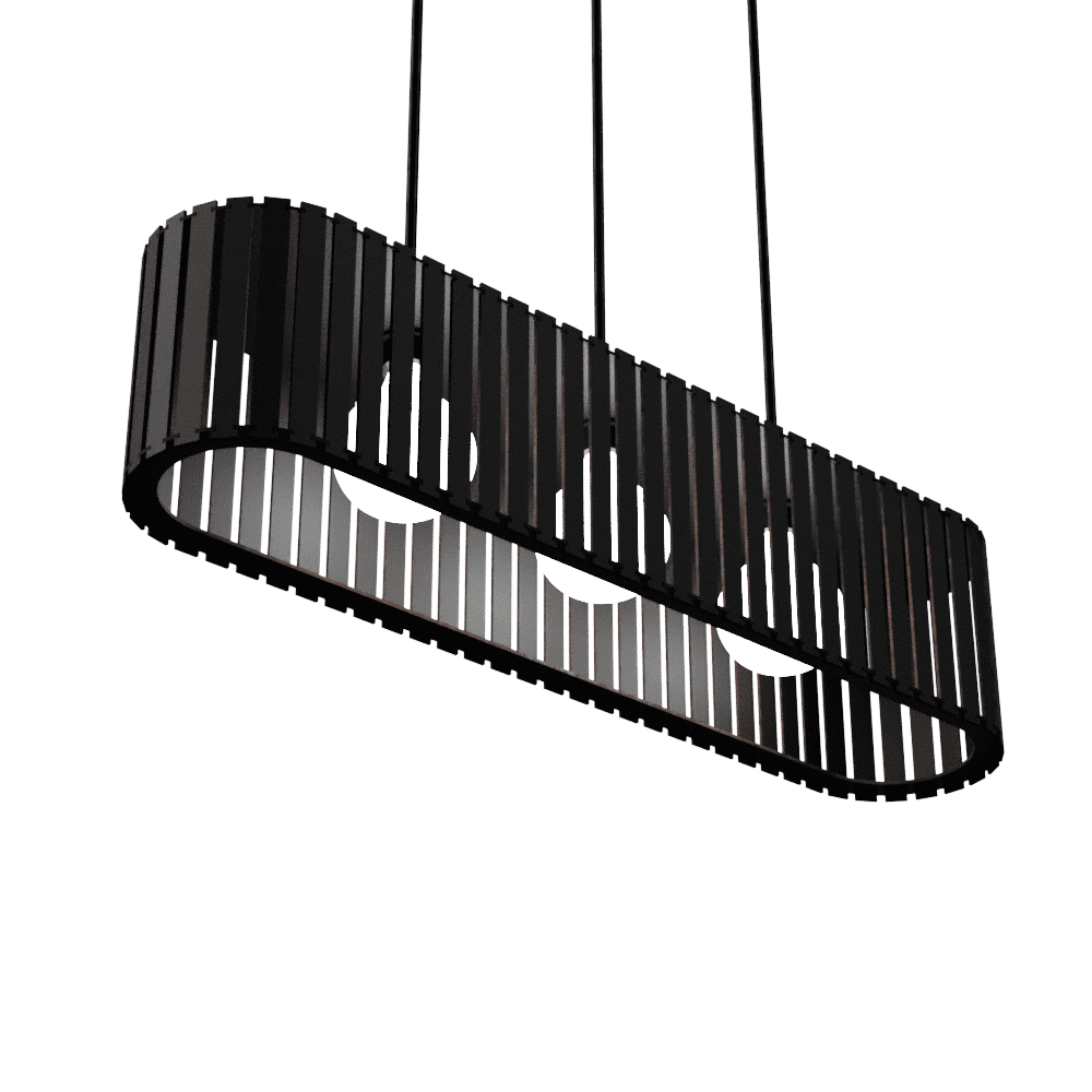 Luminária pendente ripada Via Láctea, Cor: Preto. Foto 2 do produto.