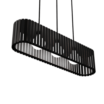 Luminária pendente ripada Via Láctea, Cor: Preto. Foto 2 do produto.