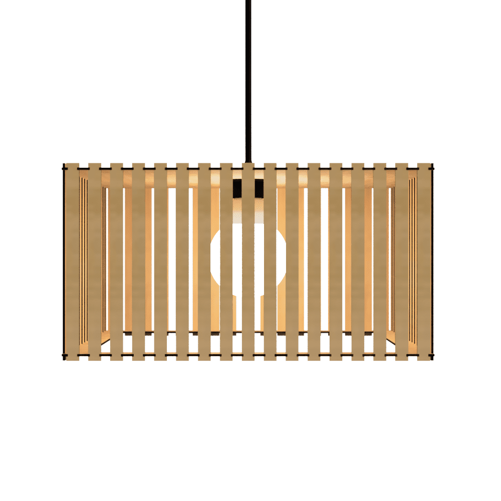 Luminária pendente ripada Barcelona, Cor: MDF cru. Foto 2 do produto.