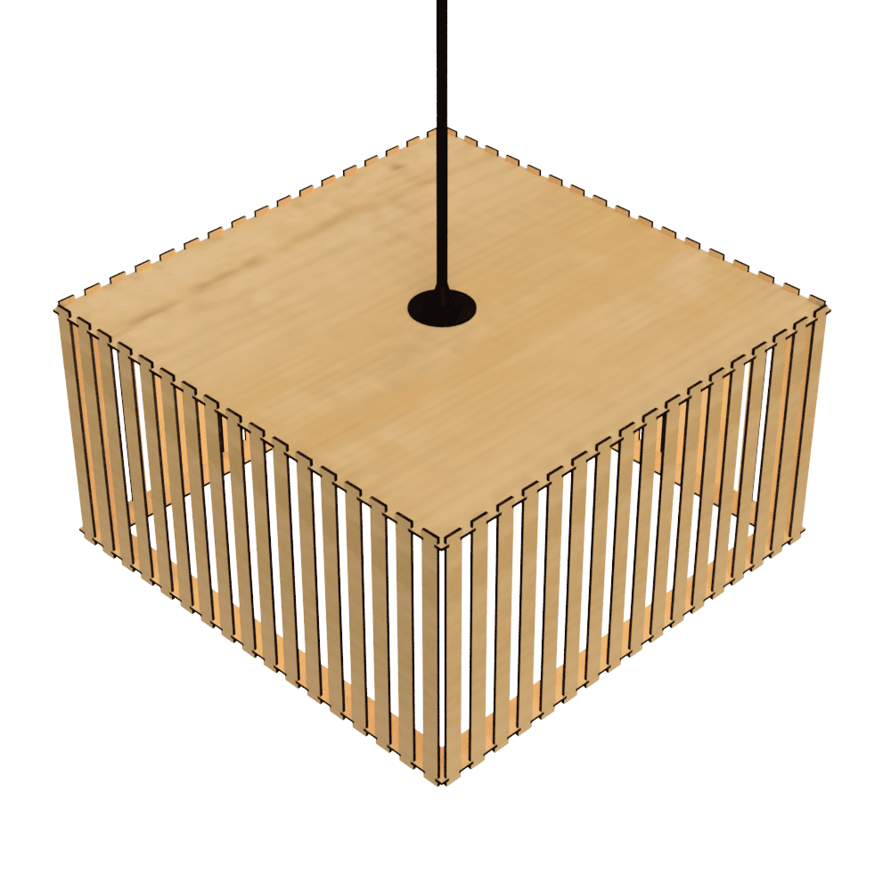 Luminária pendente ripada Barcelona, Cor: MDF cru. Foto 3 do produto.