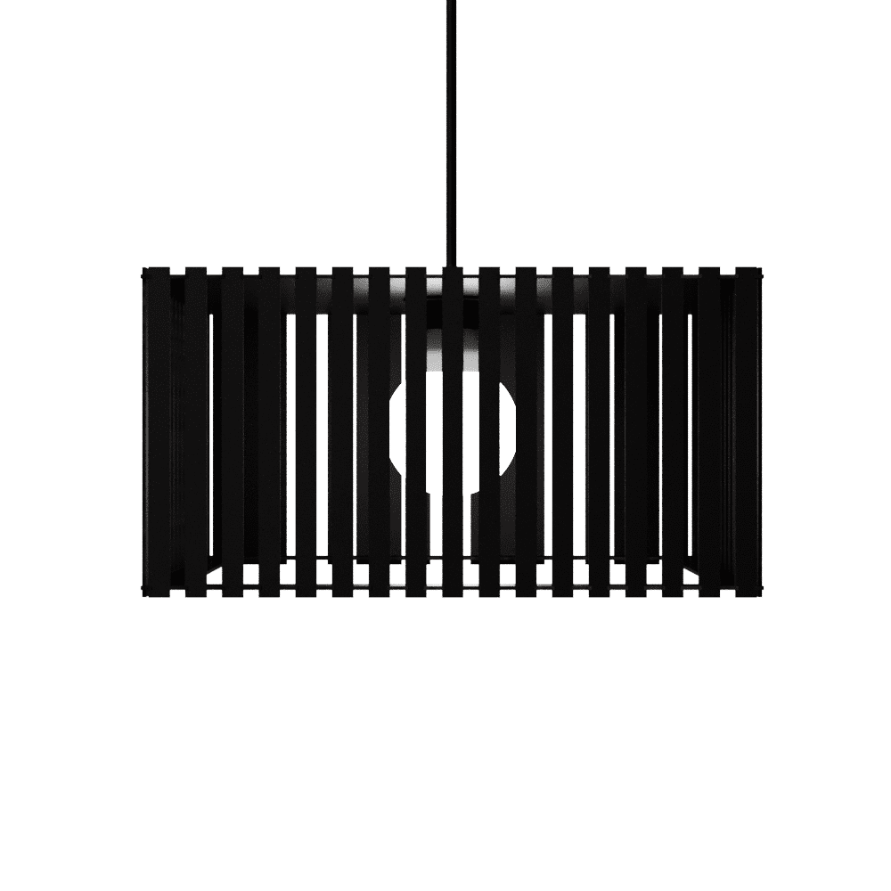 Luminária pendente ripada Barcelona, Cor: Preto. Foto 1 do produto.