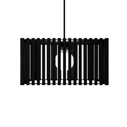 Luminária pendente ripada Barcelona, Cor: Preto. Foto 1 do produto.