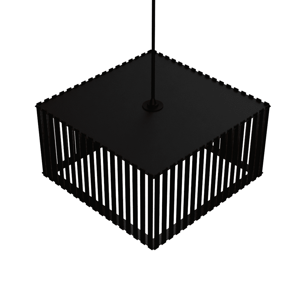 Luminária pendente ripada Barcelona, Cor: Preto. Foto 3 do produto.