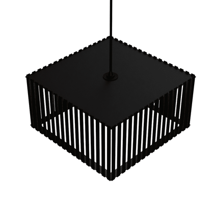 Luminária pendente ripada Barcelona, Cor: Preto. Foto 3 do produto.