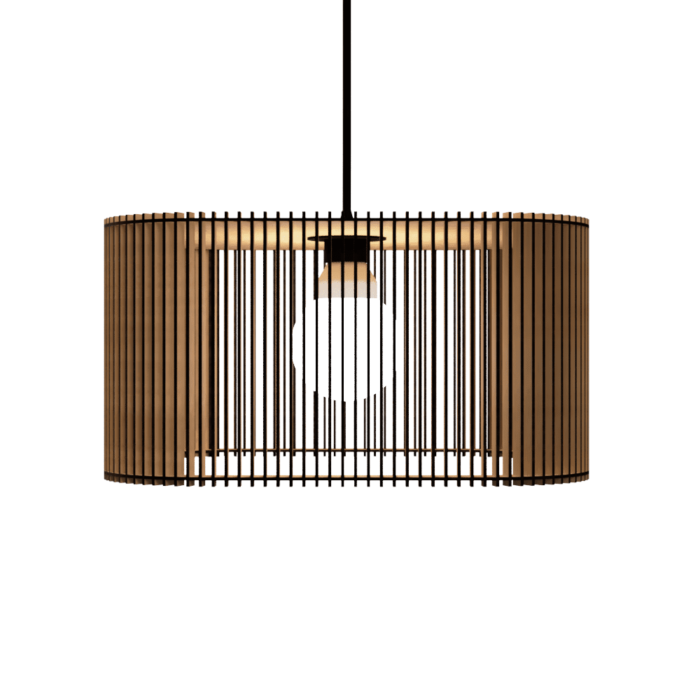 Luminária pendente ripada Ayla, Cor: MDF cru. Foto 1 do produto.