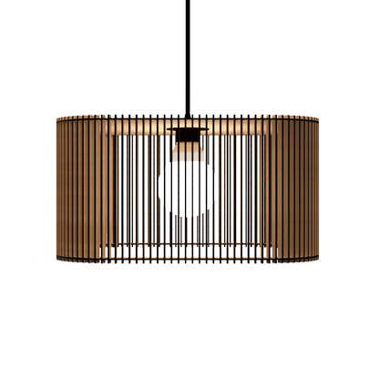 Luminária pendente ripada Ayla, Cor: MDF cru. Foto 1 do produto.
