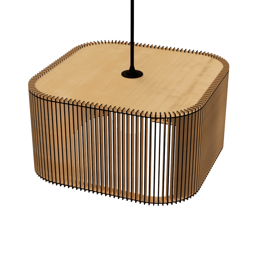Luminária pendente ripada Ayla, Cor: MDF cru. Foto 2 do produto.