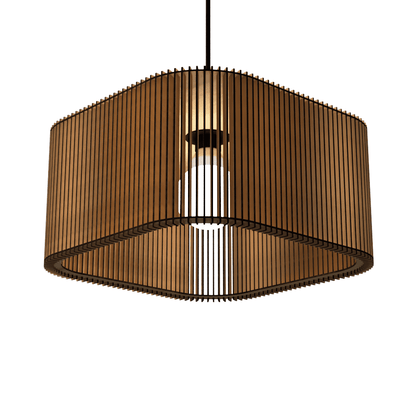 Luminária pendente ripada Ayla, Cor: MDF cru. Foto 3 do produto.