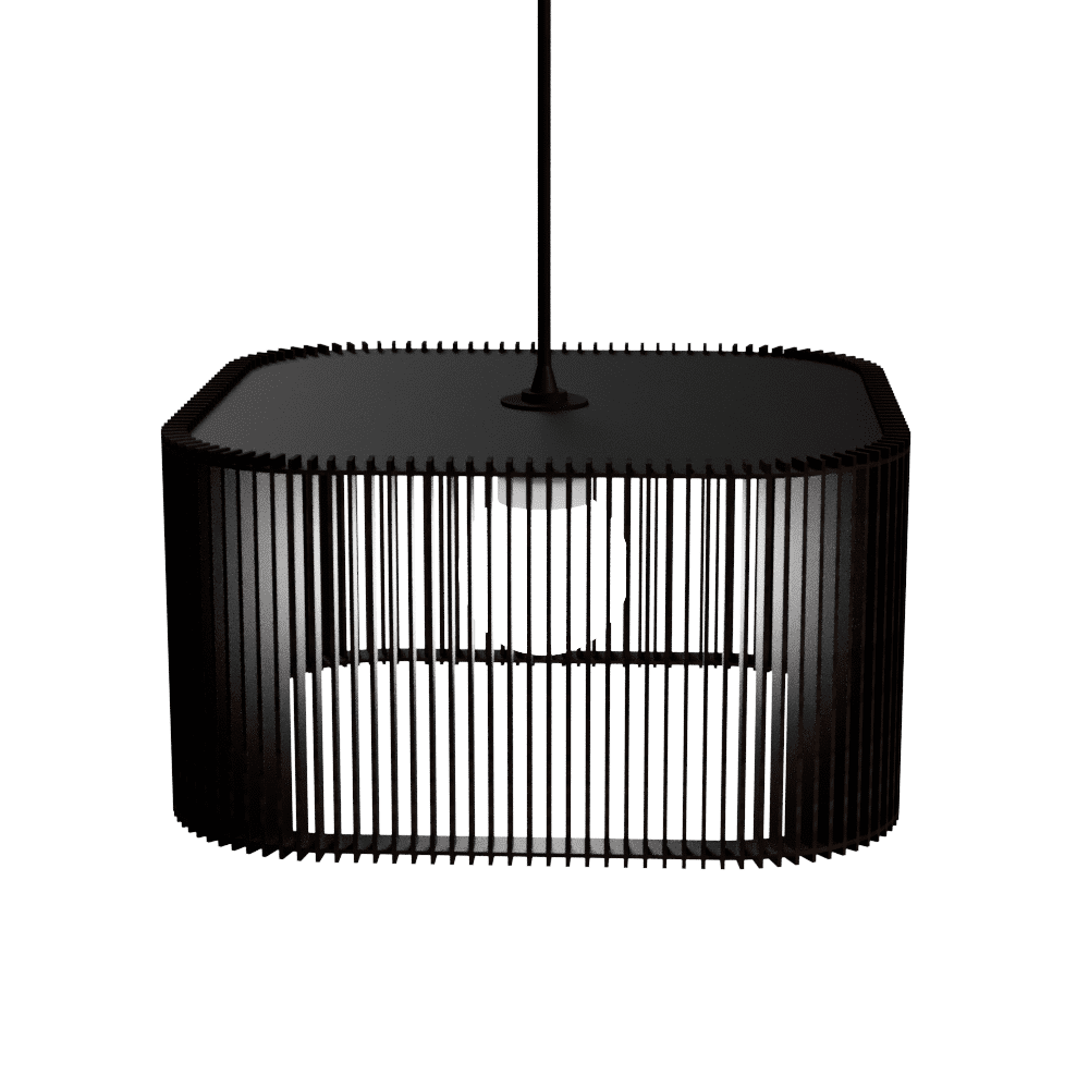 Luminária pendente ripada Ayla, Cor: Preto. Foto 1 do produto.