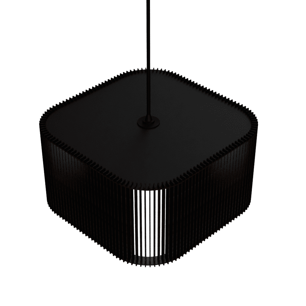Luminária pendente ripada Ayla, Cor: Preto. Foto 2 do produto.