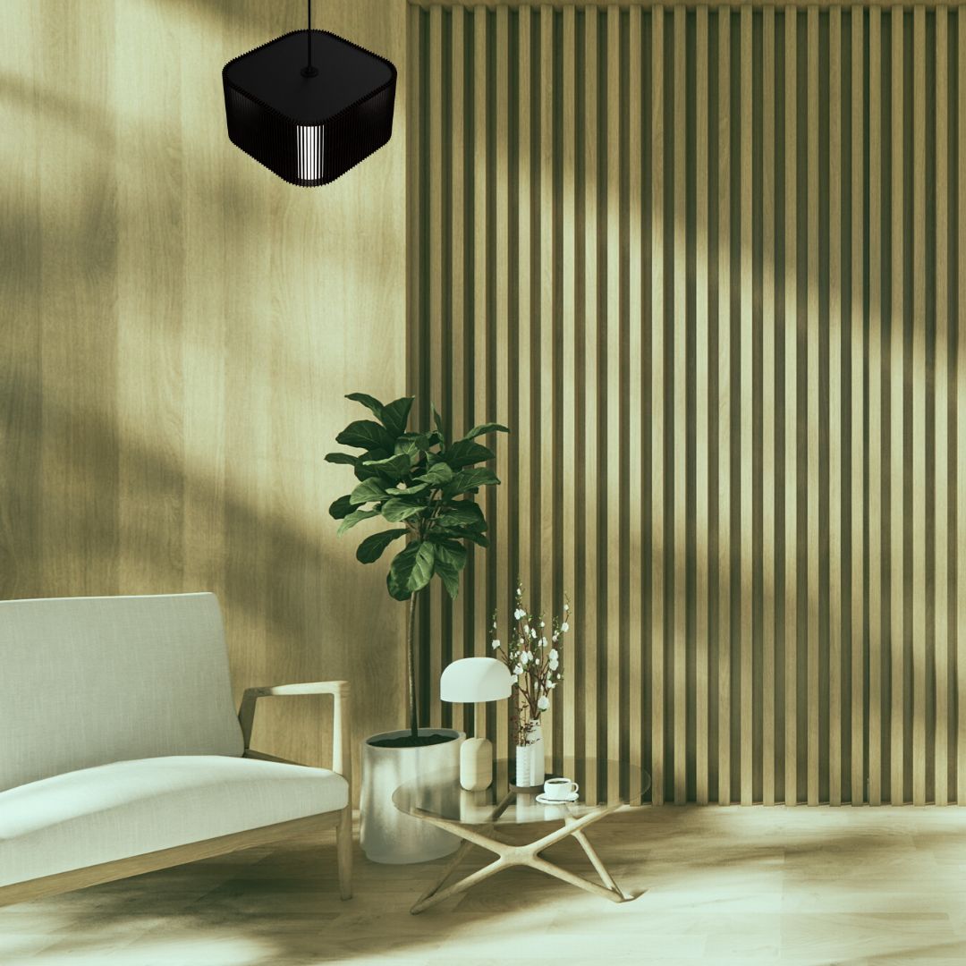 Luminária pendente ripada Ayla, Cor: Preto. Foto 3 do produto.