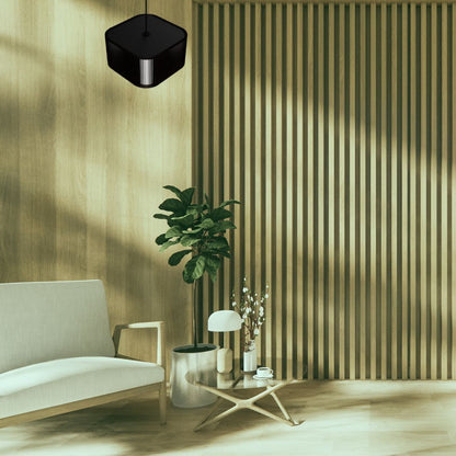Luminária pendente ripada Ayla, Cor: Preto. Foto 3 do produto.