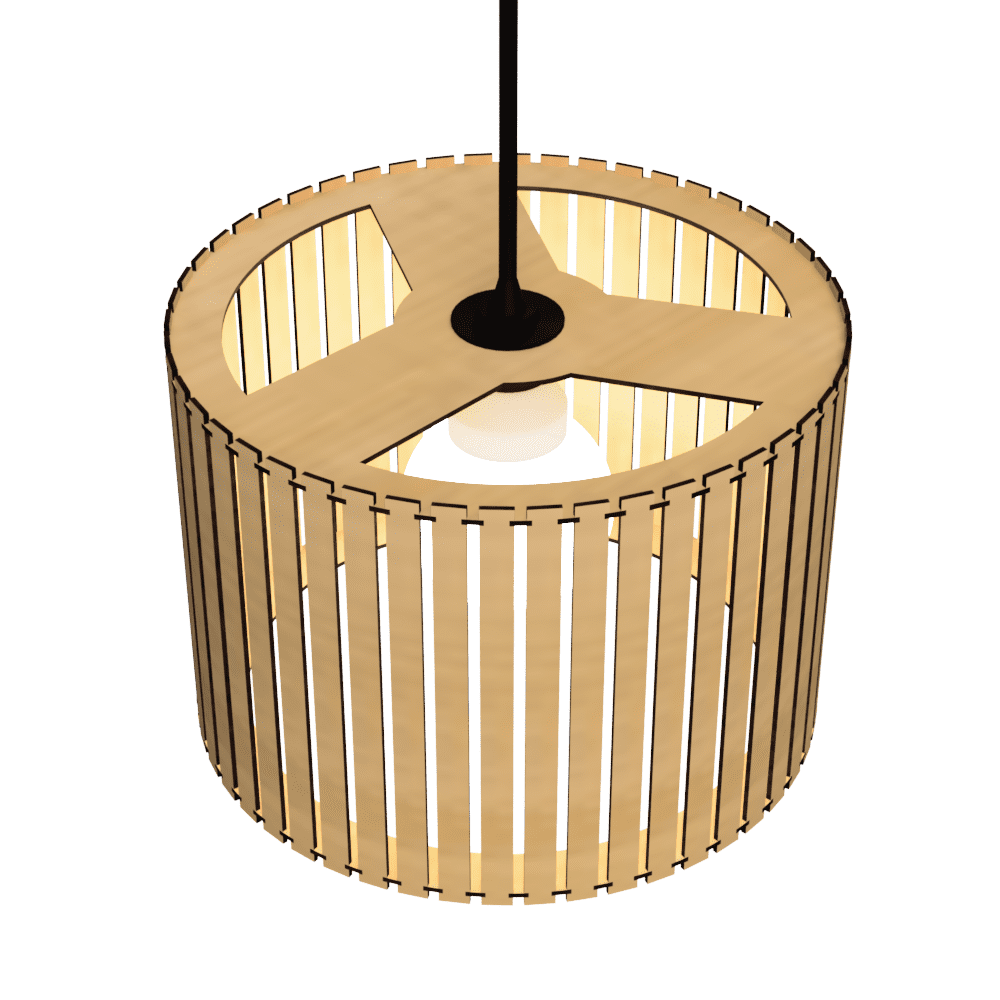 Luminária pendente ripada Sirius, Cor: MDF cru. Foto 2 do produto.