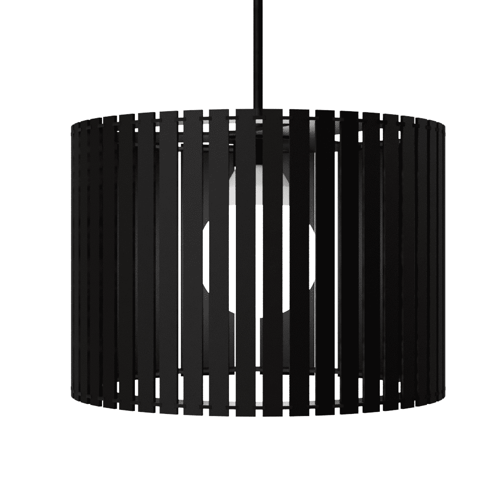 Luminária pendente ripada Sirius, Cor: Preto. Foto 1 do produto.