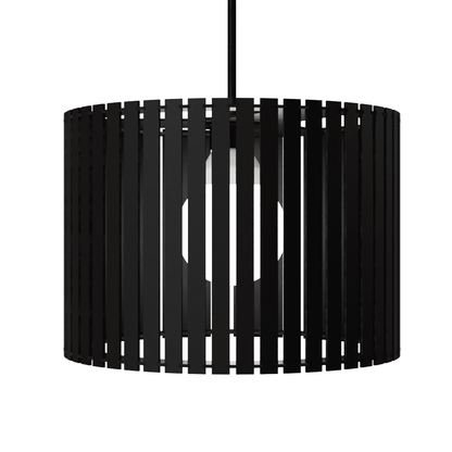 Luminária pendente ripada Sirius, Cor: Preto. Foto 1 do produto.
