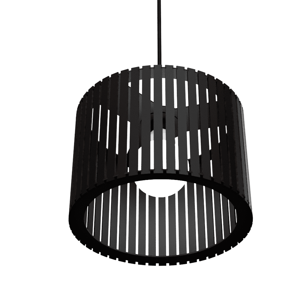 Luminária pendente ripada Sirius, Cor: Preto. Foto 3 do produto.