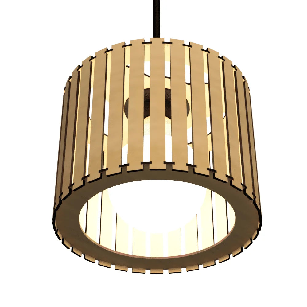Luminária pendente ripada Tóquio, Cor: MDF cru. Foto 1 do produto.