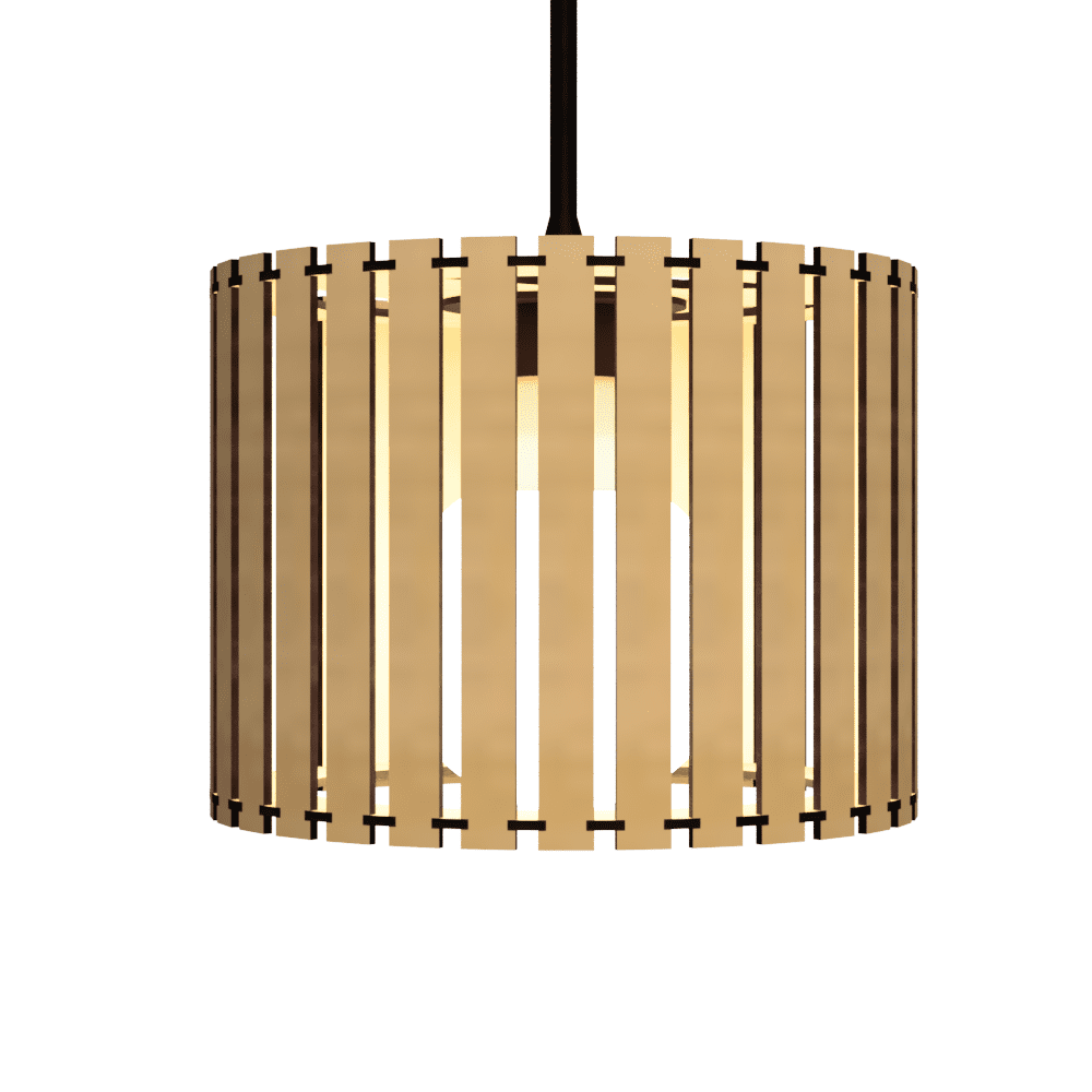 Luminária pendente ripada Tóquio, Cor: MDF cru. Foto 2 do produto.