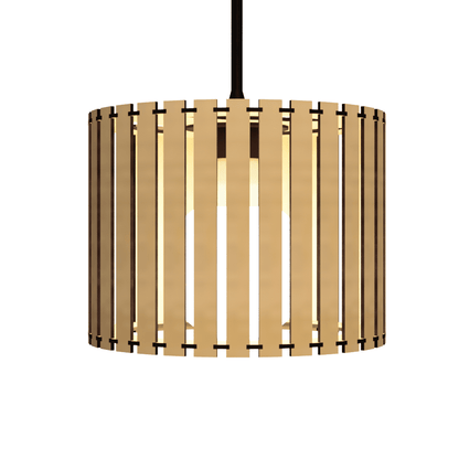 Luminária pendente ripada Tóquio, Cor: MDF cru. Foto 2 do produto.