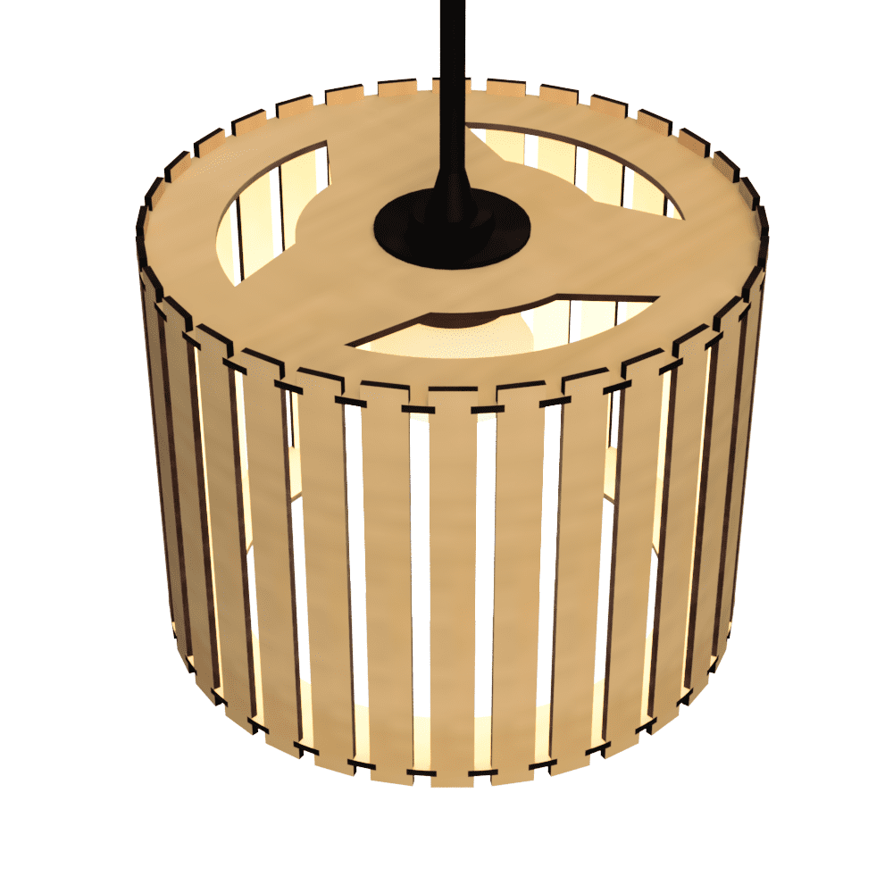 Luminária pendente ripada Tóquio, Cor: MDF cru. Foto 3 do produto.