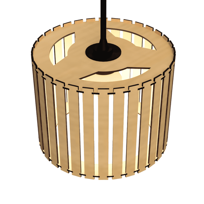 Luminária pendente ripada Tóquio, Cor: MDF cru. Foto 3 do produto.