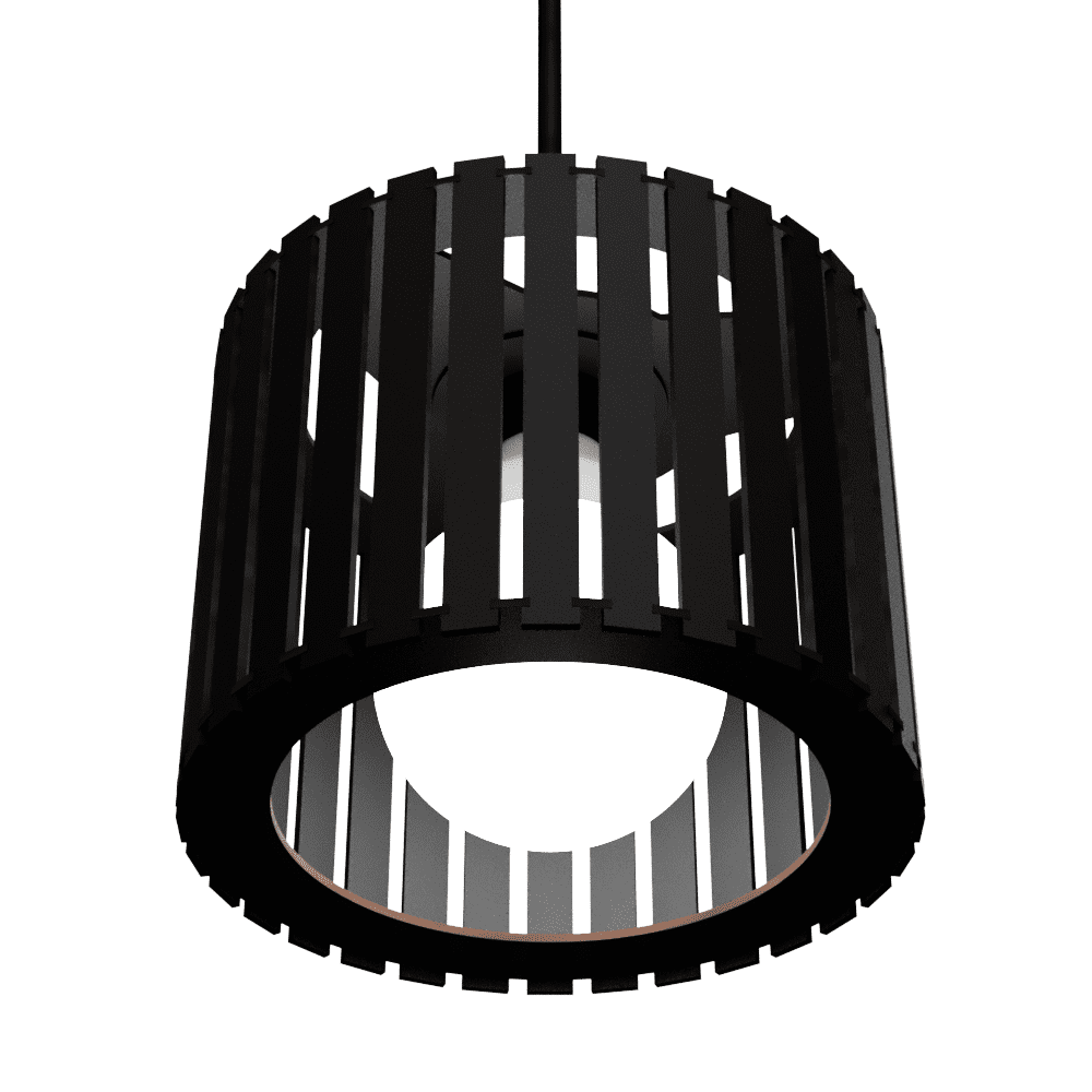 Luminária pendente ripada Tóquio, Cor: Preto. Foto 1 do produto.