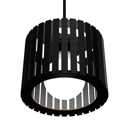 Luminária pendente ripada Tóquio, Cor: Preto. Foto 1 do produto.