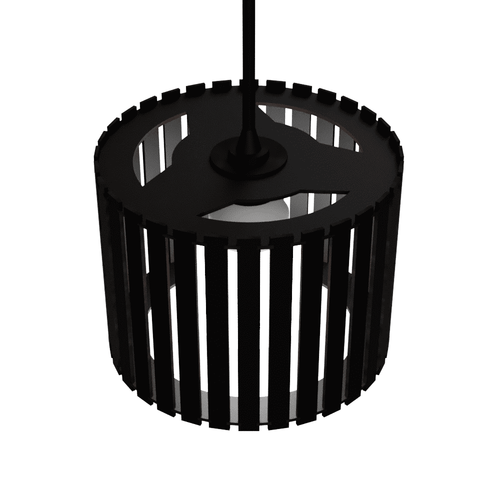 Luminária pendente ripada Tóquio, Cor: Preto. Foto 2 do produto.