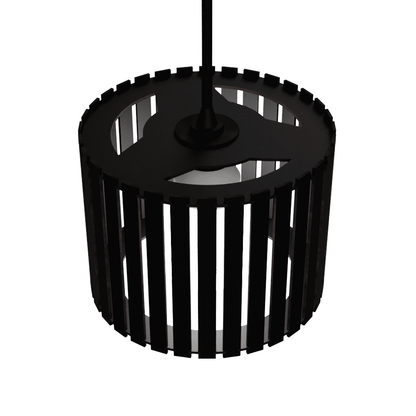 Luminária pendente ripada Tóquio, Cor: Preto. Foto 2 do produto.