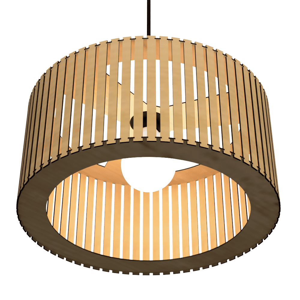 Luminária pendente ripada Berlim, Cor: MDF cru. Foto 1 do produto.